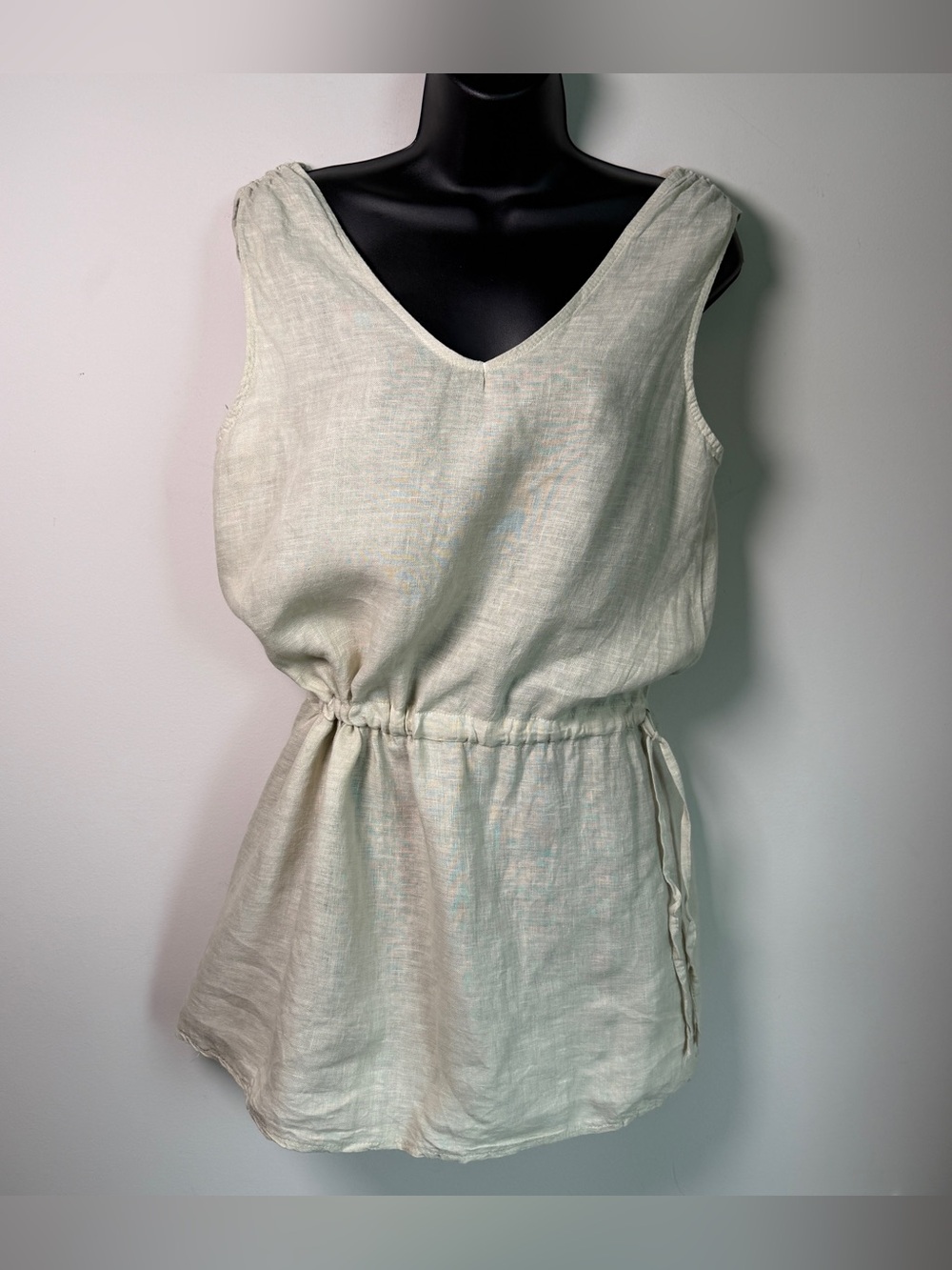 Valentina Naldi 100% Linen Peplum Tank | Made in Italy | L | Natural Oatmeal